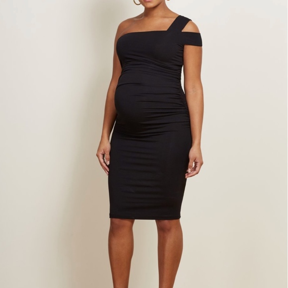 Isabella Oliver Maternity Black One Shoulder Dress - Picture 4 of 7